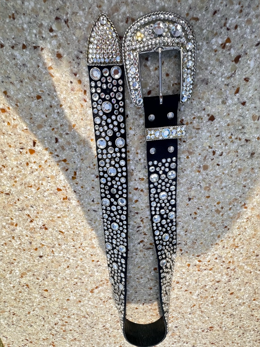 Michael Morrison Embellished Black Crystal Western Belt. Fits  29-34 waist - Picture 9 of 12